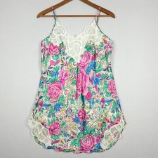 Vintage Victoria's Secret Slip Dress Womens Large Pink Satin Floral Lace 90s