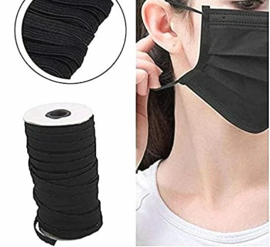 Borde de costura de cordón elástico negro de 1/4 pulgada | Para costura y artesanía hágalo usted mismo máscara EE. UU. Foto 4 de 4