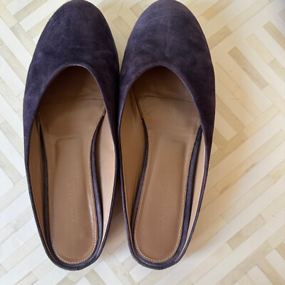 ALUMNAE NY purple suede flat slides, size 38.5, pre-owned