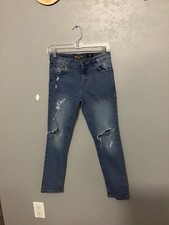 Boys Ring Of Fire Jeans Frayed Blue Size 14 Slim
