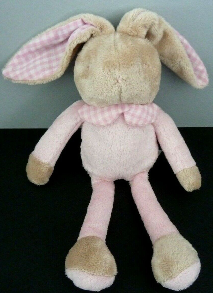 Peluche doudou Lapin blanc vichy rose Moulin Roty