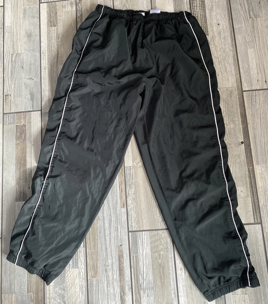 Vintage 90 s Reebok Blackout Track Pants Joggers Size XL Nylon Zippers On Btm
