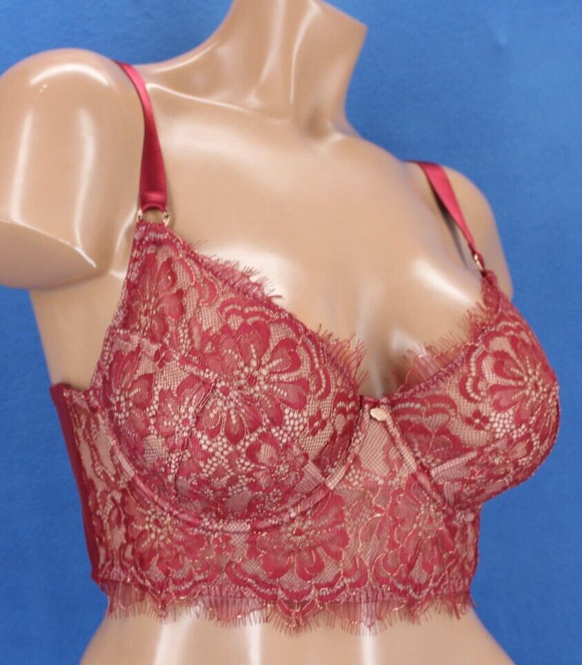 Sofia Underwire Unlined Lace Longline Balconette … - image 3