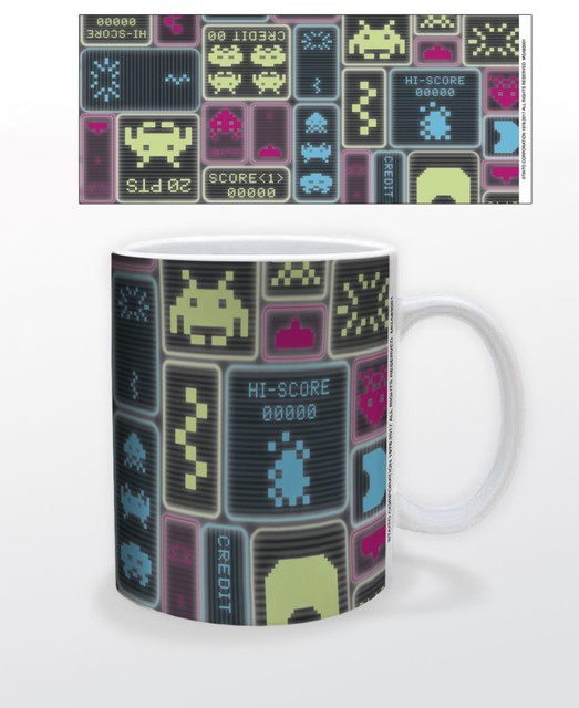 SPACE INVADERS NEON COLLAGE 11 OZ COFFEE MUG TEA CUP GAMER