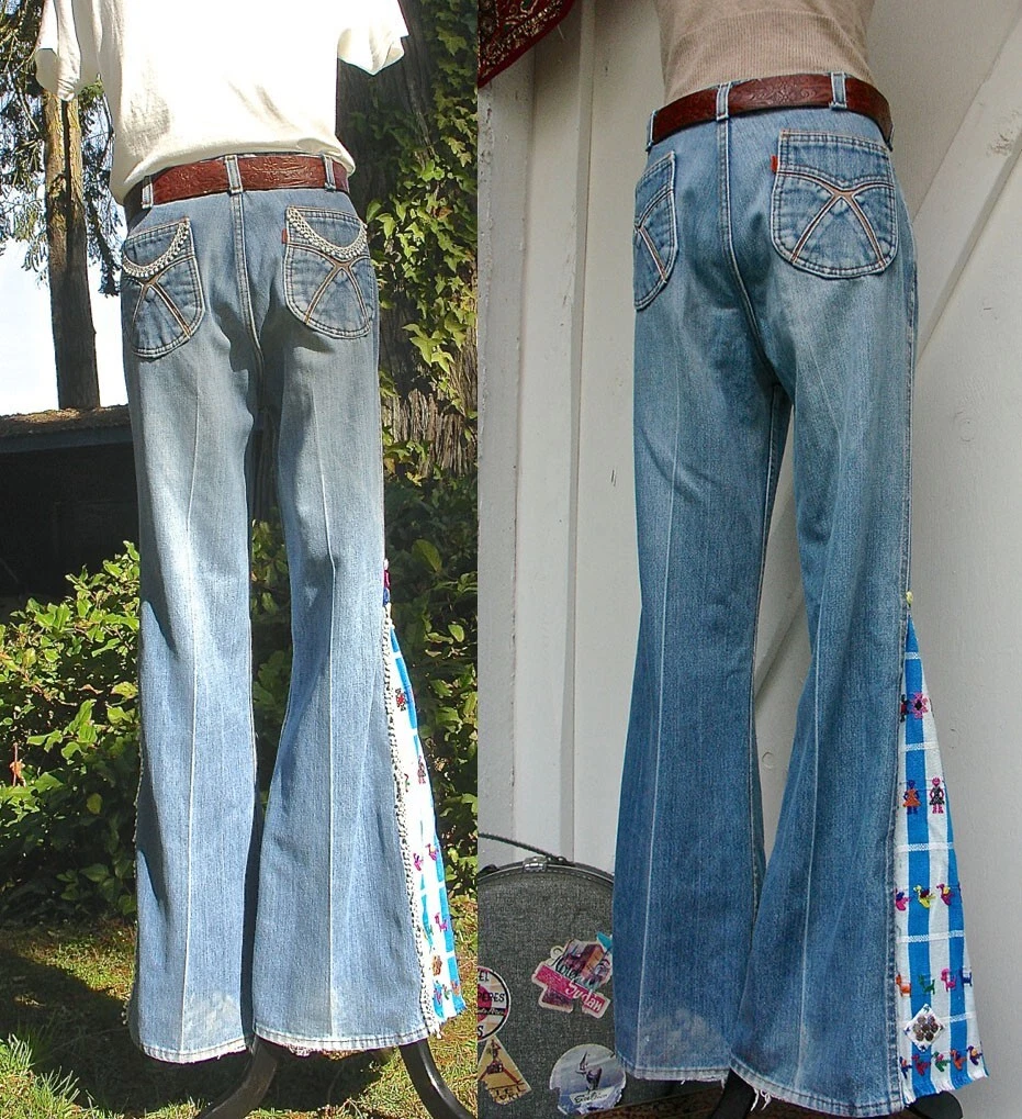 Vintage 70s Bellbottom Jeans Indigo Denim Elephant Big Bell Flare 1970 Men  Women Hippie Boho 32x33 32 Waist -  Canada