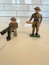 Vintage Barclay Manoil WWI Lead Toy Soldier -Machine Gunner Band Lot Of 2