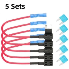 5 Sets Car Add-a-circuit Fuse TAP Adapter Set, Mini ATM APM 15AMP
