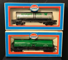 2 HO Scale SHAMROCK & CITIES SERVICE Model Power TANK CARS in BOXES!