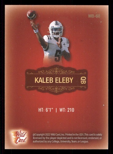 2022 Wild Card Matte Chase Red #MB68 Kaleb Eleby - Picture 2 of 2