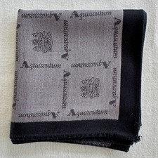 VTG Gray Fabric Woven Handkerchief Monogram Heraldic Check Pocket Square 18" G