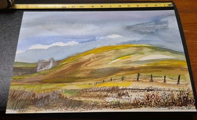 Lewis Davies Original UK Artist Vintage Watercolor Landscape Painting 2001 Art
