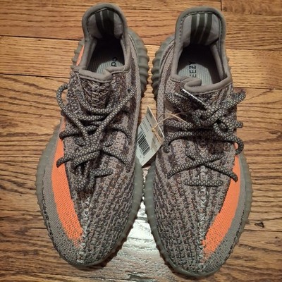 NIB Adidas Yeezy Boost 350 V2 Size 7 Men/8.5 Women Steel Grey / Solar Red GW1229