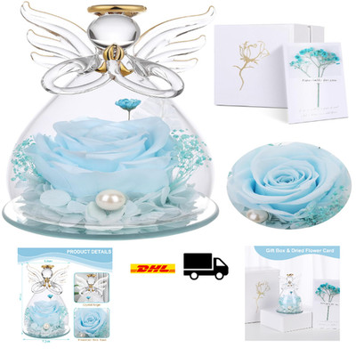 Ewige Rose in Glas Engel Konservierte Blumen Muttertag Geschenk