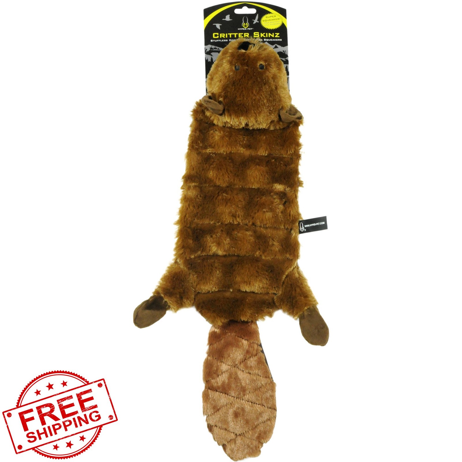 Hyper Pet Beaver Dog Toy XL Brown Stuffing-Free Squeaker