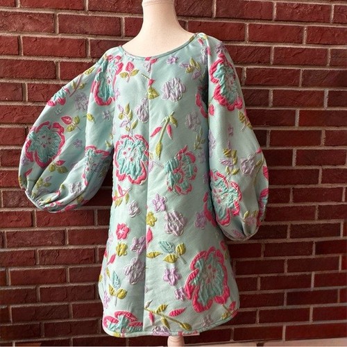Arianne Elmy Good Luck Jacquard Floral Balloon Sleeves Dress Size XS NWT - Picture 5 of 13