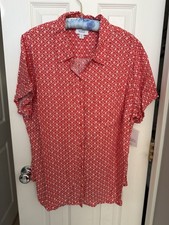 Camicetta donna Croft & Barrow arancione con bottoni davanti taglie forti 1X