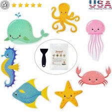 Non Slip Bathtub Stickers Set 14 Pieces Cartoon Fish Anti Skid Safety Decals New