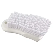 6 In. White Polypropylene Bristle Scrub Brush with White Handle