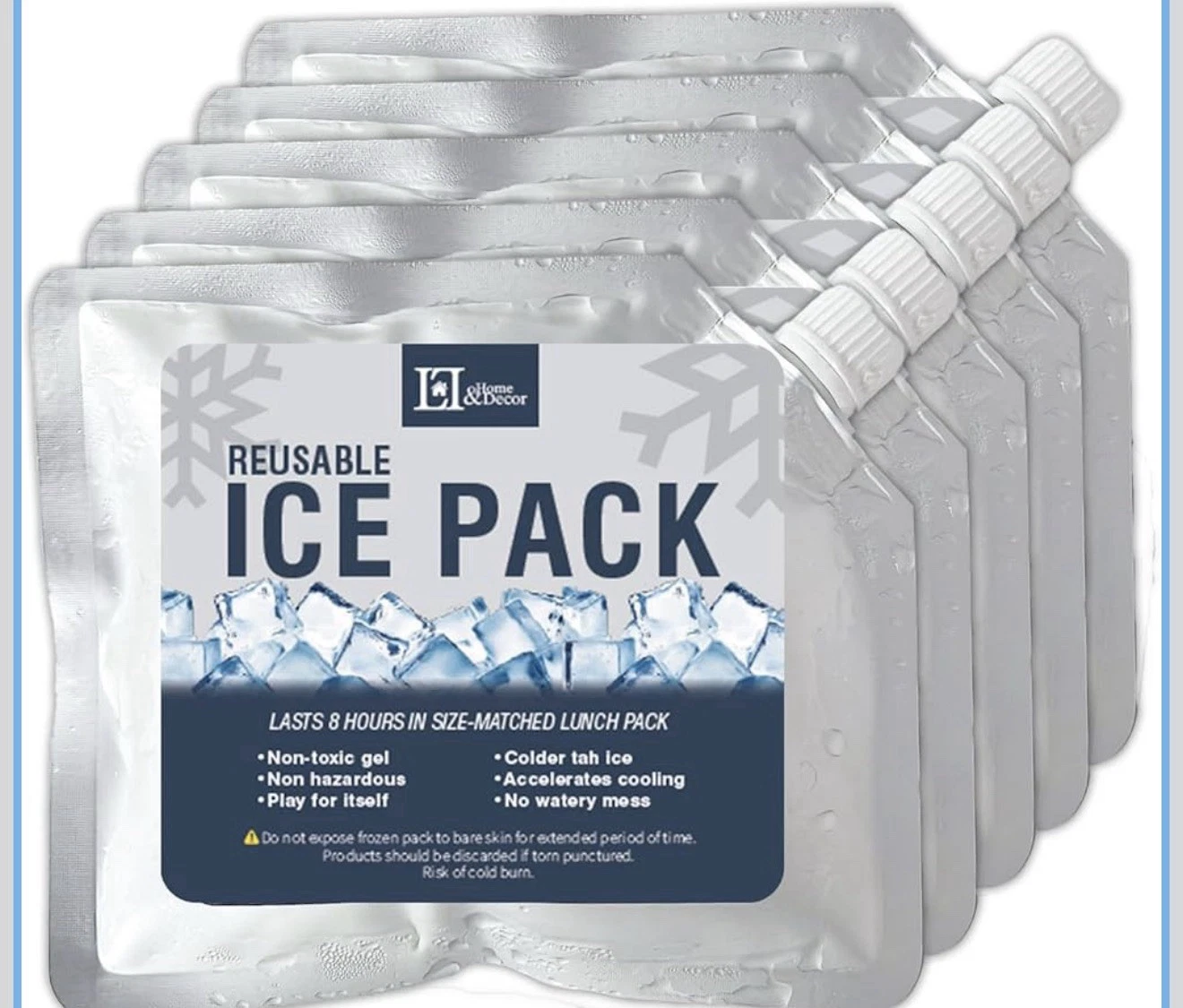 Reusable Ice Packs for Coolers , For Launch Box - Bundle 15 Units