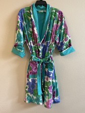 Vintage 90s Victoria Secret Floral Robe Terry Cloth Lined Gold Label One Size