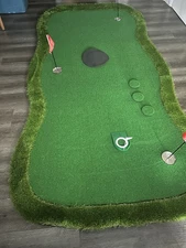 Golf Putting Green 5x10 Ft Indoor Outdoor Practice Mat w/ Cups Flags Slope Pads