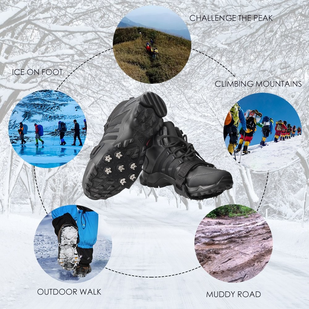 Crampon Traction Cleats Anti-Skid Traction Grips Crampons Spikes 7 Point Clea...