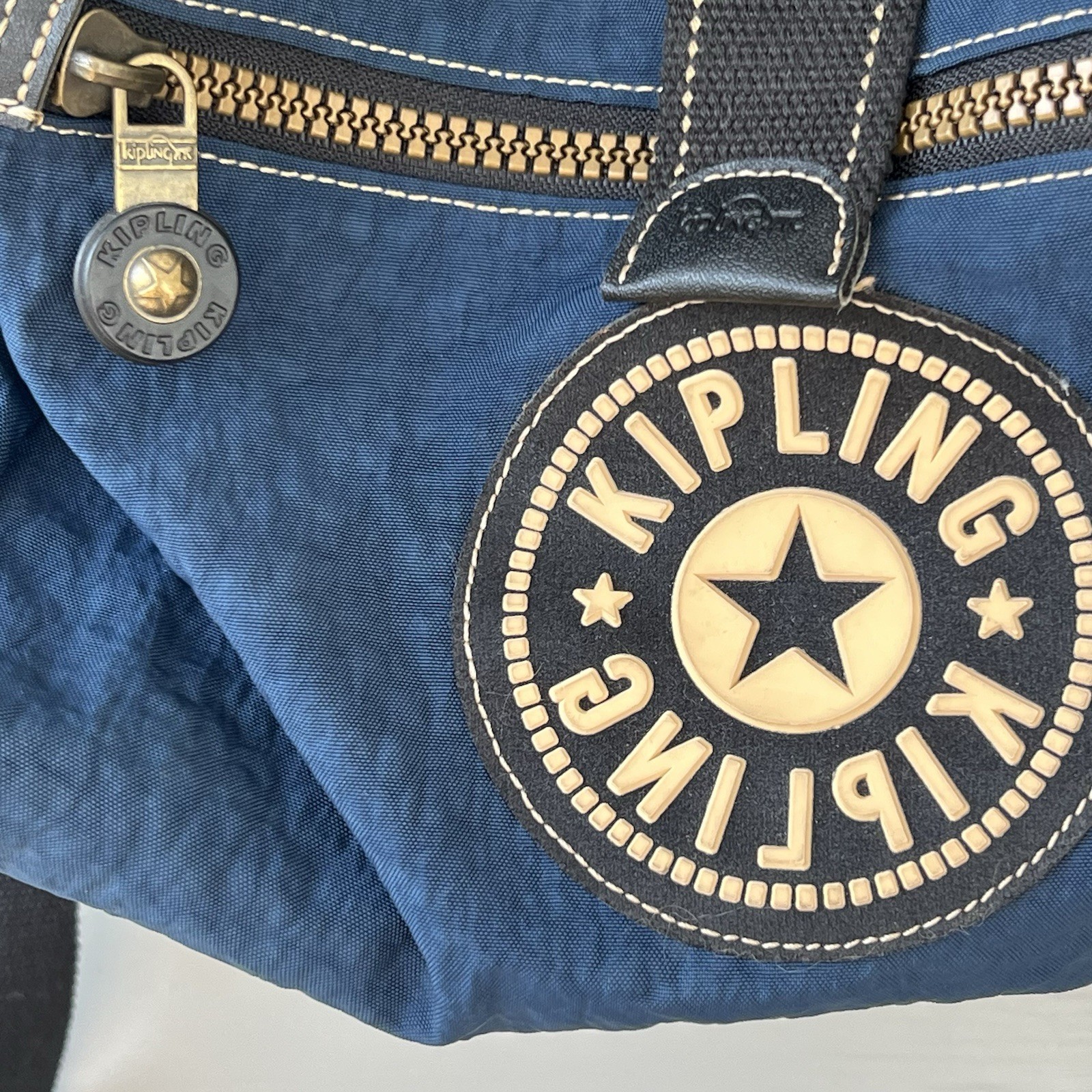 Kipling Y2K Backpack Blue Drawstring Side Zip Wat… - image 2