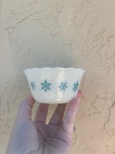 Vintage RIGOPAL HORNO Pyrex Turquoise Snowflake Custard Ramekin Cup ARGENTINA