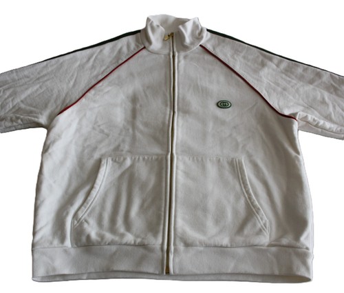 Felpa Gucci GG Zip bianca cotone taglia L (185) - 100% originale - Foto 1 di 7