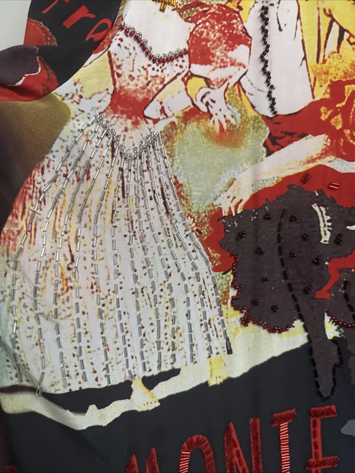 Blusa Nicole Taylor Cuentas Seda París Francia MONTE MARTE Talla XL ¡INCREÍBLE! Foto 3 de 4