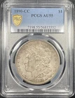 1890 CC Morgan Silver Dollar $1 PCGS AU55