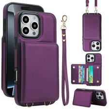 Crossbody RFID Leather Wallet Case For iPhone 17 Pro Max 16e 15 14 13 12 11 XS