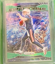 2024 Panini Prizm - Fireworks Drake Maye #22 Green Prizm (RC)