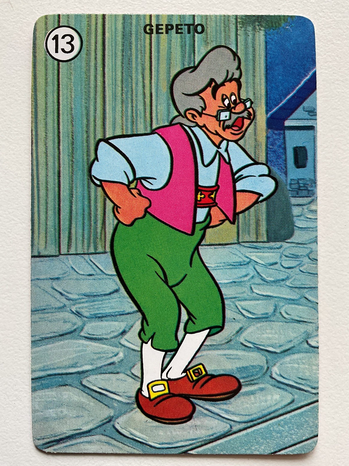 Disney, tarjeta coleccionable, Pinocho, Gepeto, 1974, Desfile, sin clasificar, como nueva++