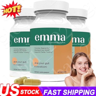 3 Pack Emma Gut Health Supplement 180 Capsules for Bloating Relief & Leaky Gut