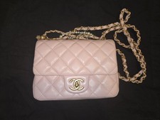 Chanel Light Pink Quilted Mini Flap Crossbody Shoulder Bag