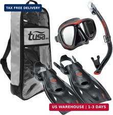 TUSA Sport Adult Powerview Mask, Dry Snorkel, and Fins Travel Set