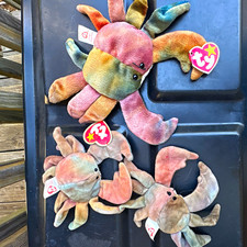 Ty Teenie Beanie Babies Claude the Crab Plush Lot of 3 Heart Tags 1996