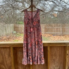 Madewell Lace Up Ruffle Hem Midi Dress In Blush Pink Bali Blooms Size 2