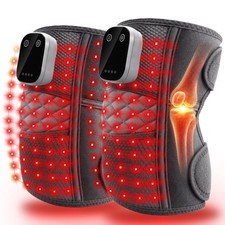 Knee Massager with Heat and Red Light Therapy, Cordless Heated 2 Pack, Grey