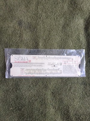Vintage Sigma Instruments Slide Rule Slidechart Calculator Chart 1957 ?