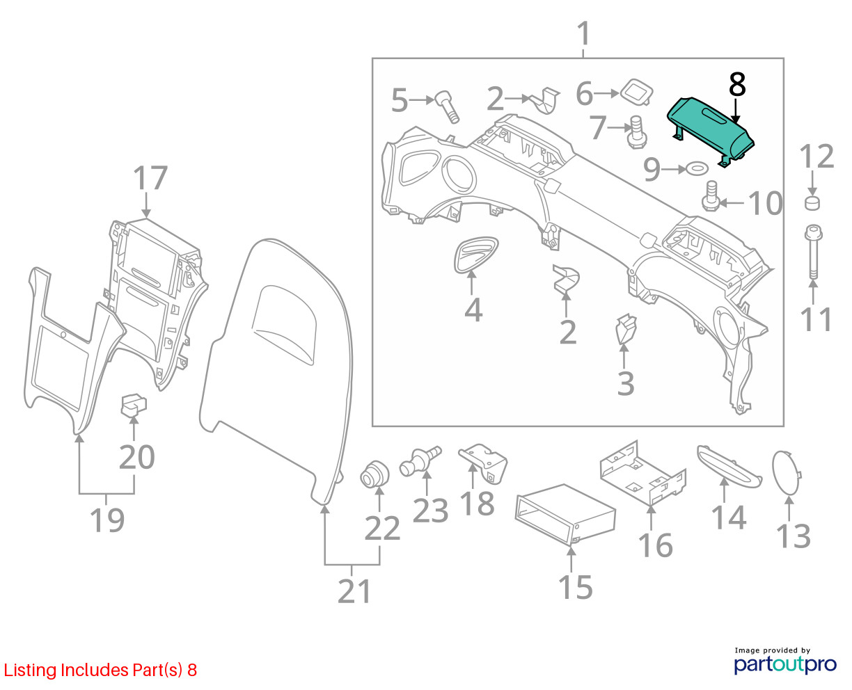 2011-2015 Audi R8 42 Spyder Rear Right or Left Molding Trim Leather OEM *NOTE*