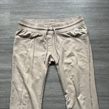 BCBG Max Azria Women Beige Rhinestone Drawstring Bootcut Sweatpants