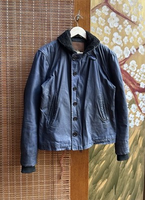 Spiewak Golden Fleece N-1 Waxed Navy Deck Jacket Size S Made In USA