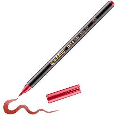 edding 1340 Metallic Brush Pen - red Metallic - 1 Pen - Flexible Brush Nib 1-6 m