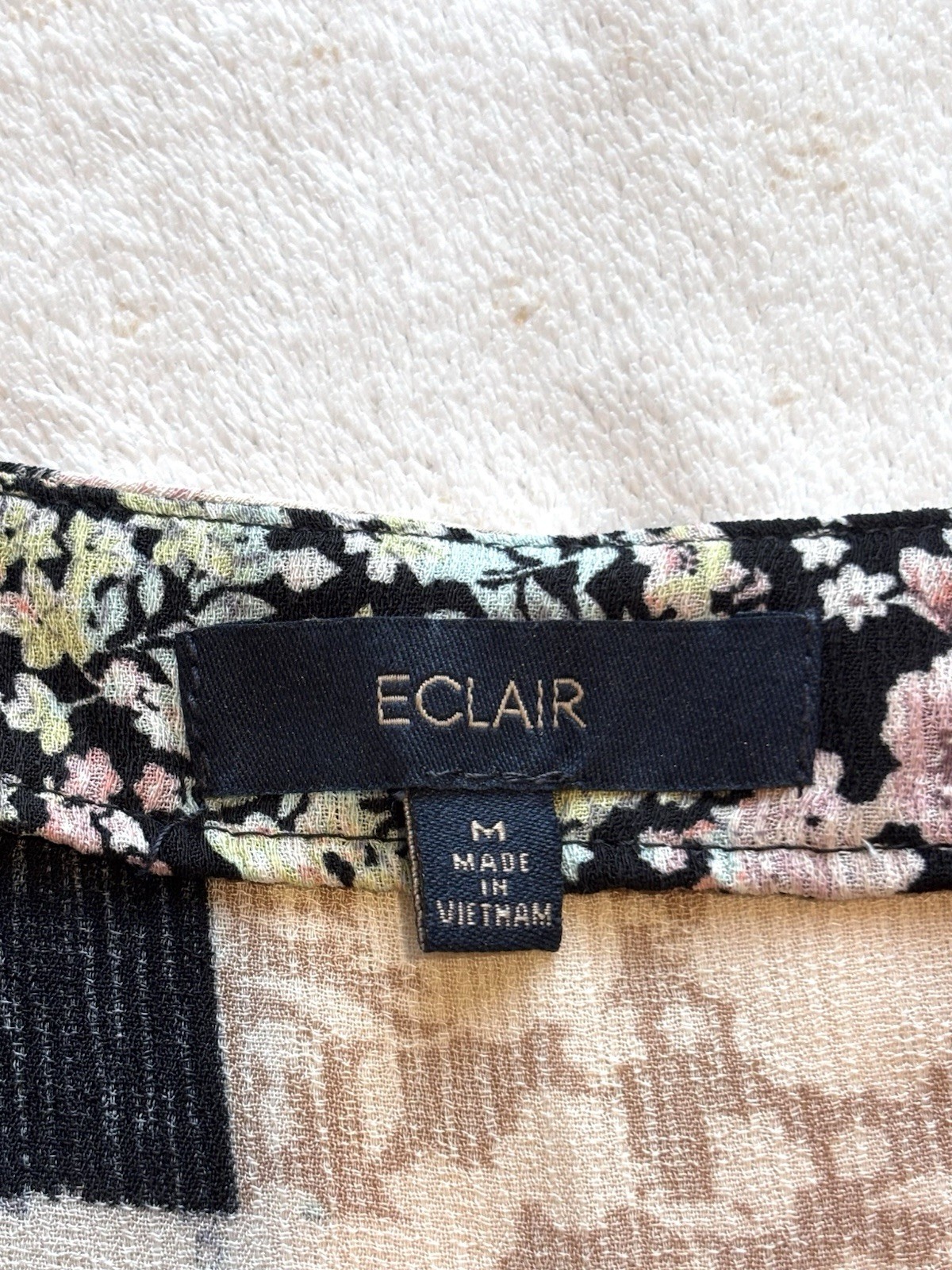 Eclair Womens Blouse Top M Patchwork Print Short … - image 7