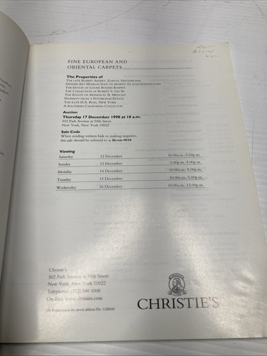 Christie's Auction Catalogue-Fine European Oriental Rugs Carpets Dec. 1998 9018 - Imagen 2 de 7