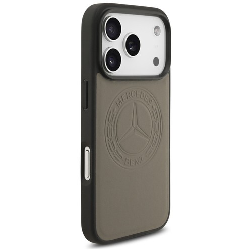 Mercedes iPhone 17 Pro Hülle Case MagSafe Genuine Leather Vintage Logo taupe - Bild 2 von 8