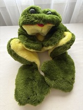 TOAD Frog Bullfrog Plush Hand Puppet Full Body Green Yellow Big Eyes Soft FLAW