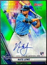 2019 Bowman's Best - Autographs Nate Lowe #B19-NL Green Refractor /99 (AU, RC)